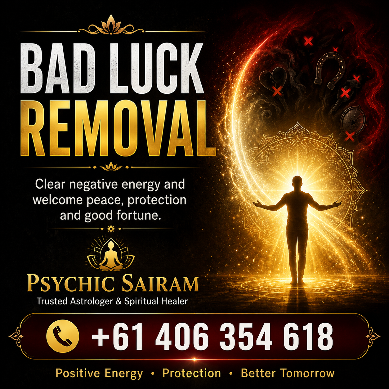 Negative energy and bad luck guidance Sydney